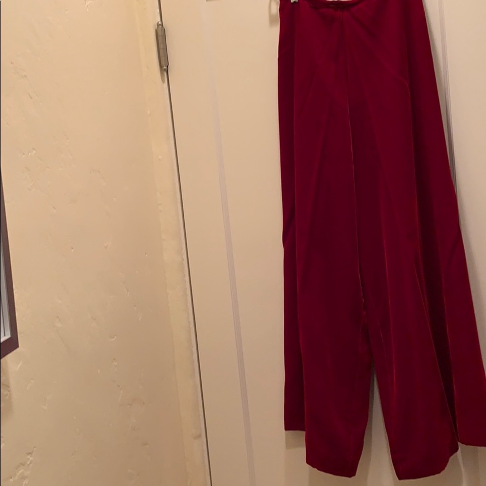 Red velvet palazzo pants